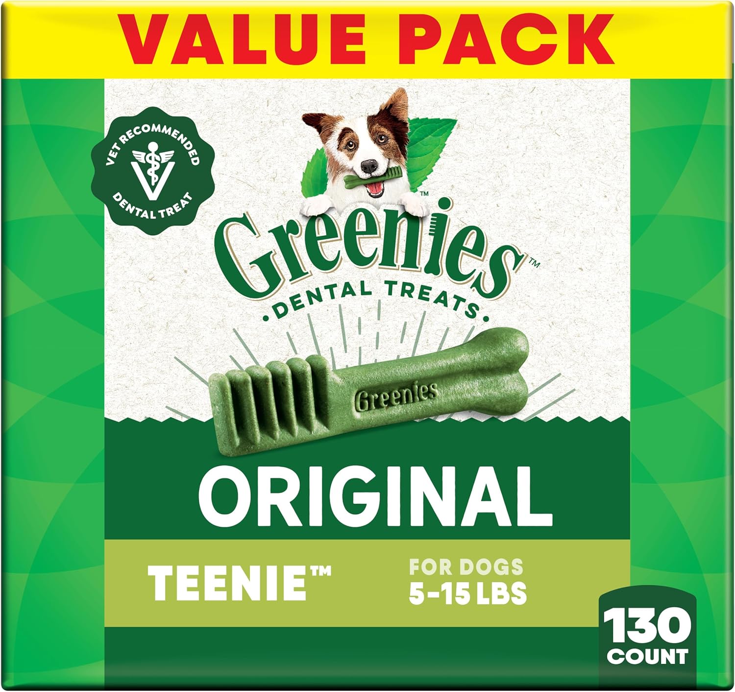 Greenies Veterinarian-Recommended Natural Dental Dog Treats Regular Size, Original Flavor, 36 oz. Pack, 130 Count Review (Best Price on Amazon)